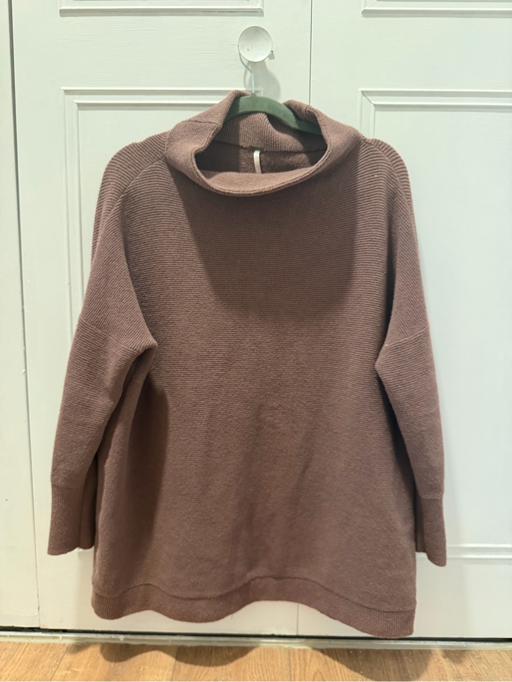 Free People Cozy Ribbed Funnel Neck Sweater - Dusty Mauve / M